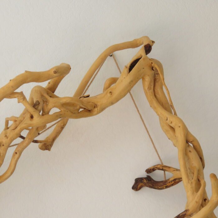 Jute hanging Easy to install wooden sculpture made from Ivy that's one-of-a-kind